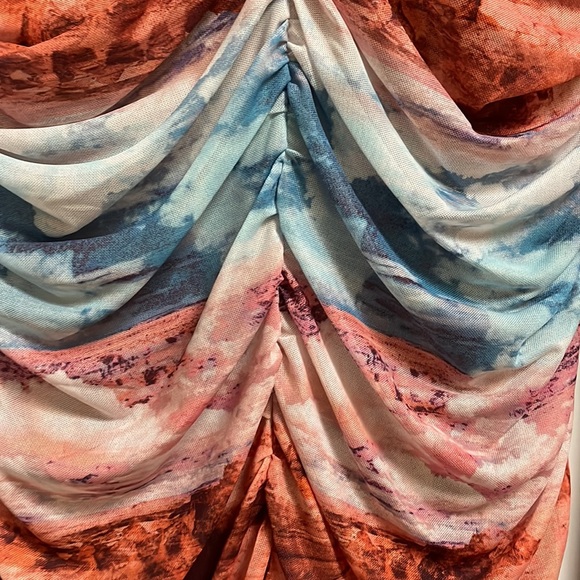 Wild Fable Multi colored Ruched Mini Dress Size L - Picture 2 of 6